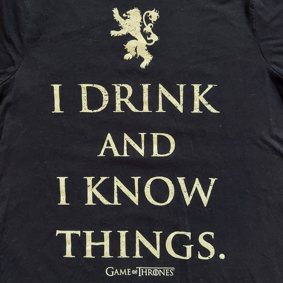 Game of Thrones Tee Medium Tyrion Lannister GOT T-shirt I Drink and Know Things - Picture 1 of 8